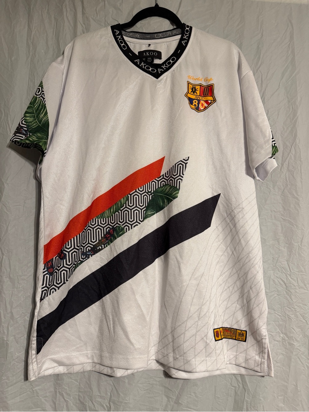 AKOO World Cup Kings III Men’s XXL White Mesh Jersey Shirt Hip Hop Streetwear